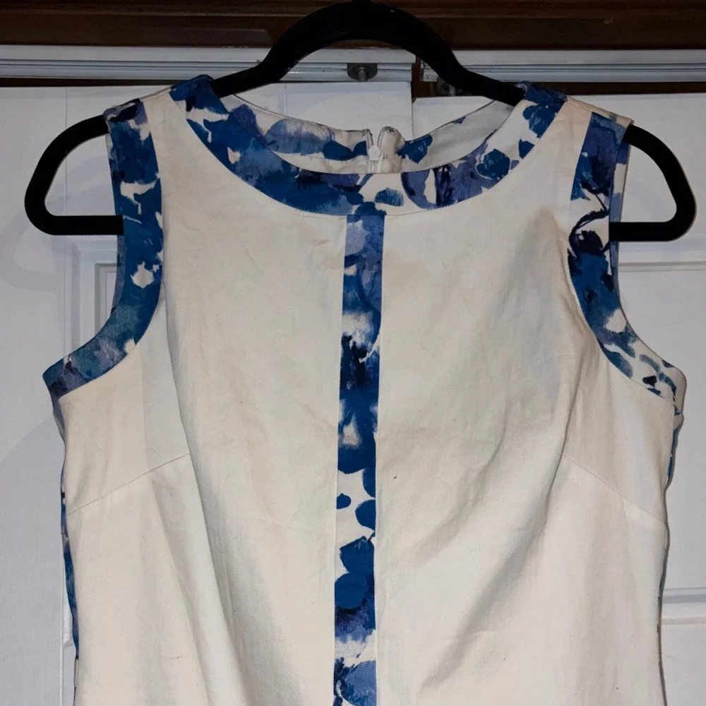 Lauren Ralph Lauren White Dress with Blue Floral Accents - Picture 2 of 9